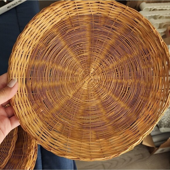 Picnic paperplate Bambo Holders Wicker Decor Vintage - Picture 7 of 7